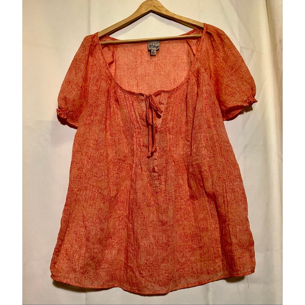 Como Vintage Pink Floral Top Woman’s Size XL.